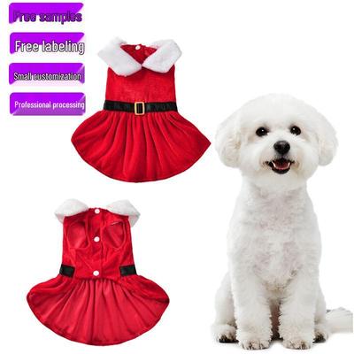 Festive Dog Skirts: Cute Christmas-Themed Pet Outfits with Fleece Collar for Autumn and Winter.