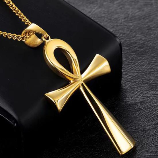 Men Necklace Exquisite Solid Color Sturdy Smooth Surface Stainless Decorative Good Workmanship Cross Shape