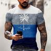 Hawaiian Print - Men's Printed Casual Round Neck Short Sleeve T-shirt