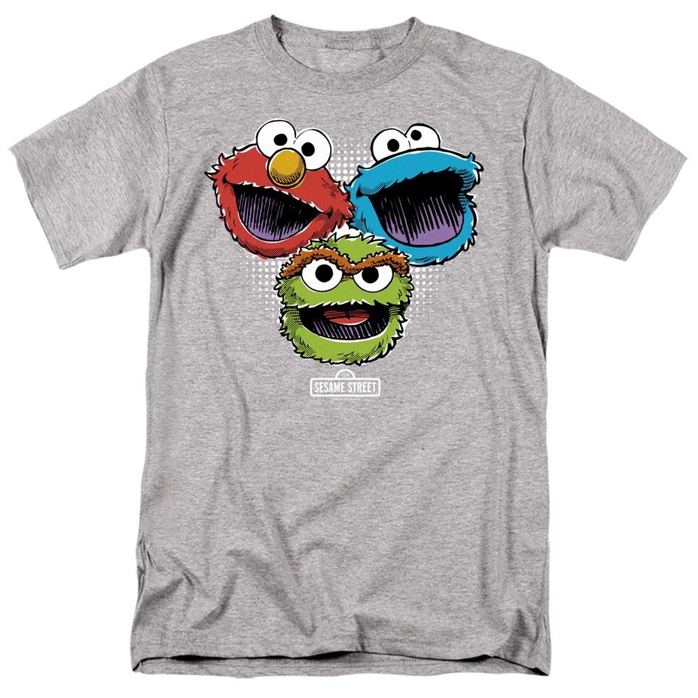 Sesame Street - Halftone Heads - Unisex Short Sleeve Children s T-shirt - Gray 140