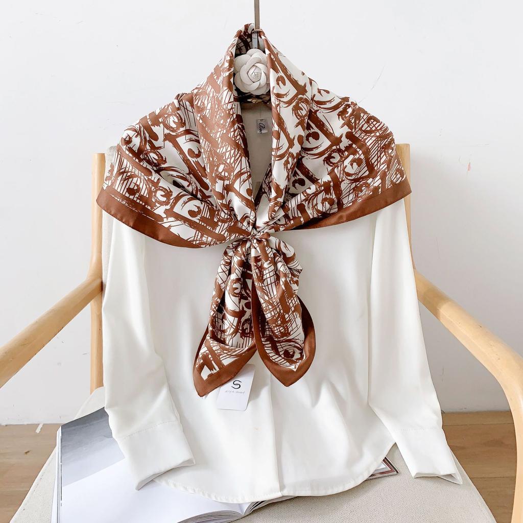 90CM Four Seasons Square Large Square Scarf Luxusná dekoratívna košeľa Profesionálna šatka na hlavu Šál do vlasov Opaľovací krém Šatka na hlavu