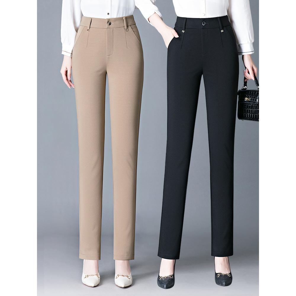 FiveFive Women High-Waisted Elastic Trousers Oversized Size Mom Outer Wear Leggings Casual Straight Pants
