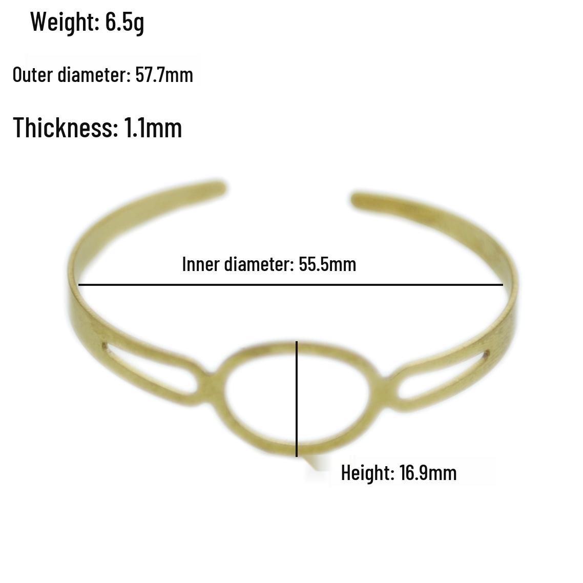 European  American Trend Adjustable Geometric Hollow Bracelet, Brass Plated KC Gold for Women