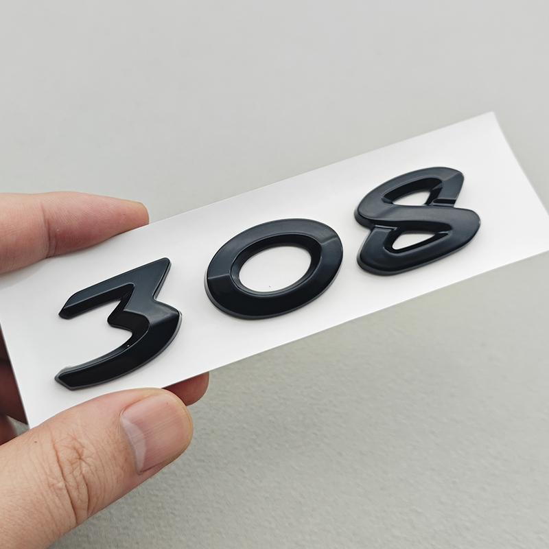 OQUP8 3D ABS Chrome Black Logo 308 GT Emblem Letters Sticker Car Rear Trunk Badge For Peugeot 308 GT SW Line GTI T9 T7 P5 Accessories