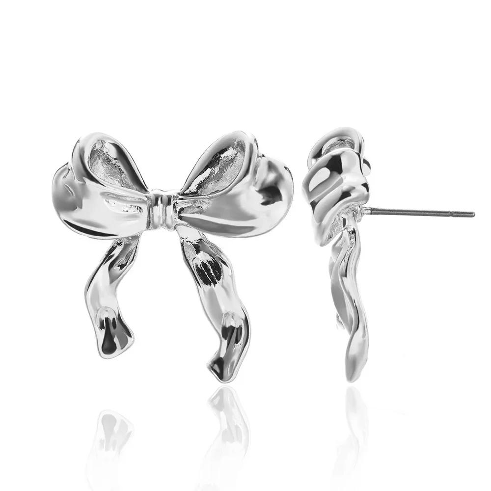 Vintage Bowknot Stainless Steel Earrings For Women Elegant Jewelry Gold Plated Stainless Steel Stud Earring Christmas Jewelry