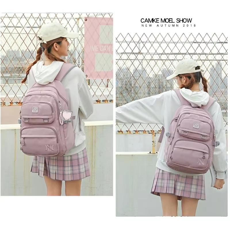 Student Backpack Nylon Waterproof Lightweight Multi-Compartment Backpack for Teen Girls