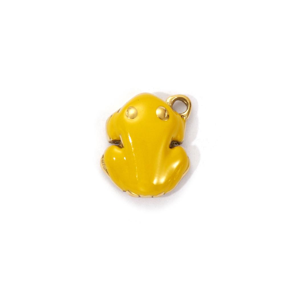 1 Piece 304 Stainless Steel Charms 18K Gold Plated Enamel Dinosaur Animal Frog Pendant For DIY Necklace Bracelet Jewelry Making