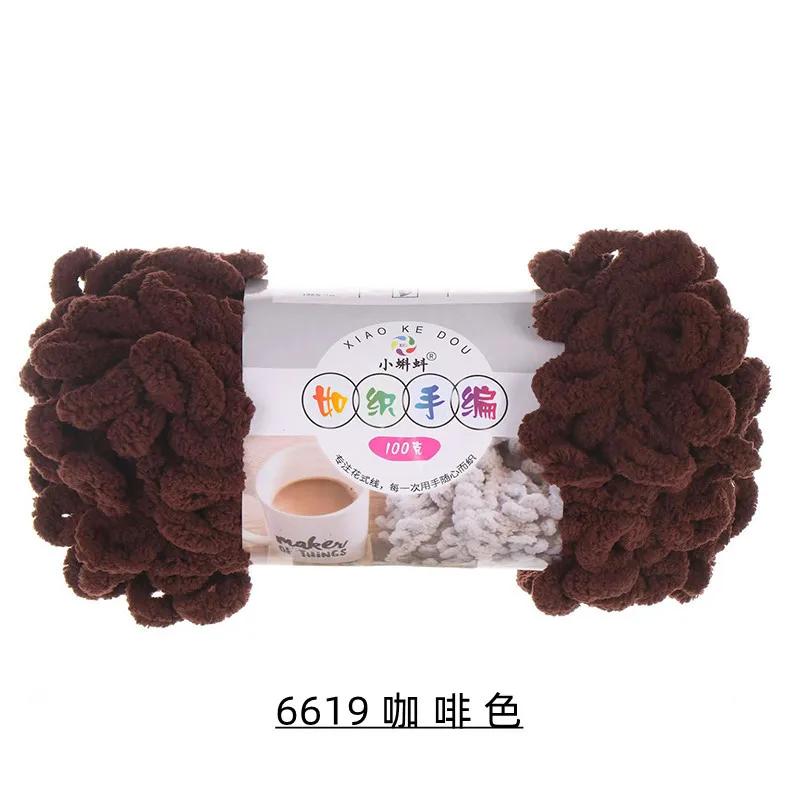 5 Stück 100g/Rolle Flauschiges Fingerloop-Garn Ohne Nadeln Polyester Dickes Riesen-Chenille-Garn für Handgestrickte Decken Schals
