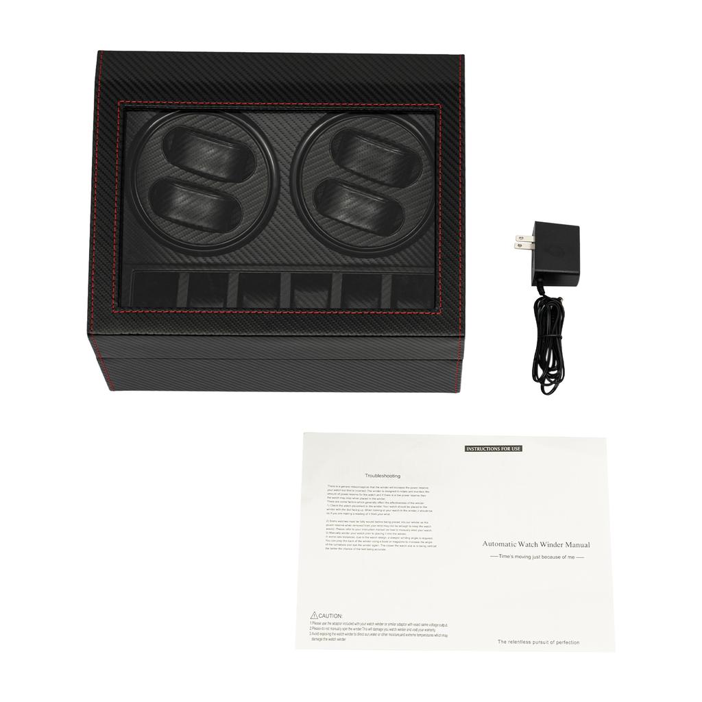 Watch Winder Box w/Silent Bidirectional Motor,4 Rotating +6 Storage Compartments,10dB Quiet Automatic Watch Winder for Men/Women