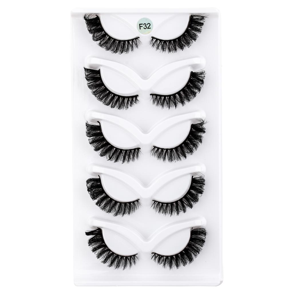 Fox Eye Lashes 3/5 Pairs Thick Winged Wispy 3D False Eyelashes Makeup Faux Fluffy Mink Lashes Fake Natural Eyelashes Extension