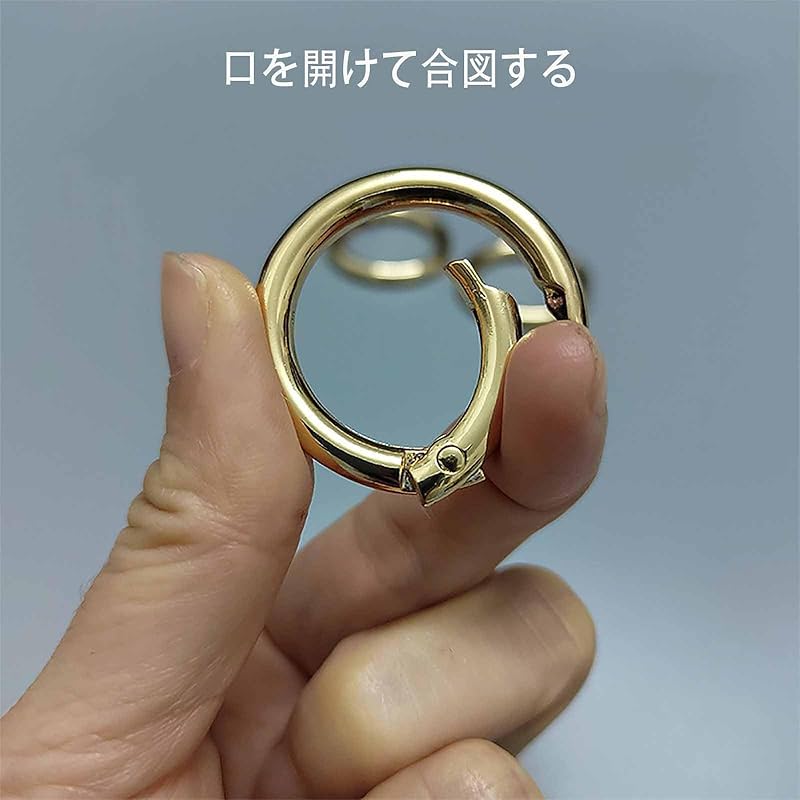 [TRkin] 5 circular elbow claviner keychains, outer diameter 33 mm round hook/ring hook keychain/metal parts (black)