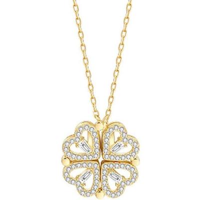 Hollow Four-leaf Clover Necklace, Pendant Necklace Convertible Into a Heart and Four-leaf Clover Shape, an Ornament[484]