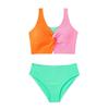 2024 Girls' Color Block Split Swimsuit - Fresh Beach Swimwear