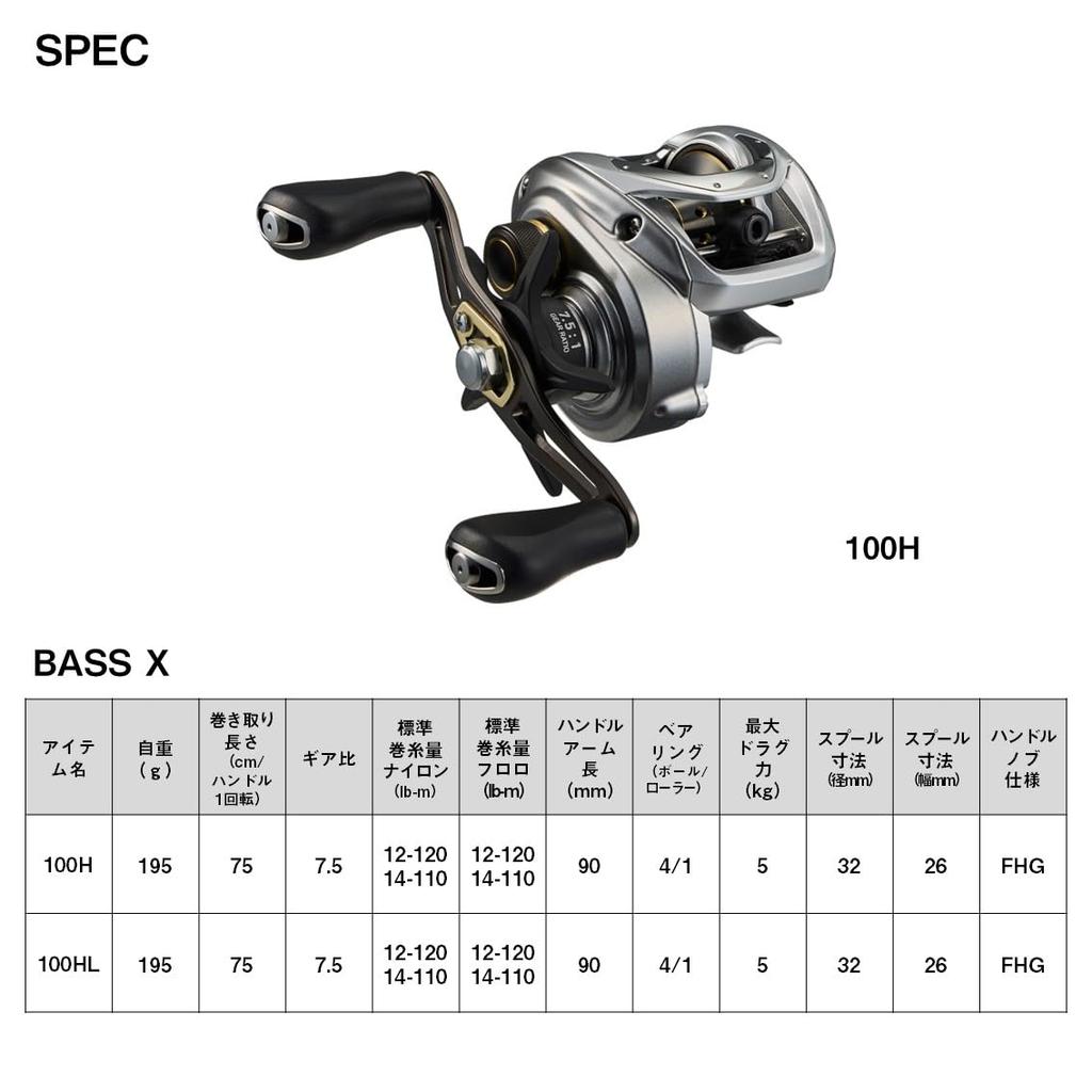 Daiwa Baitcasting Reel 24 Bass X100HL (DAIWA)