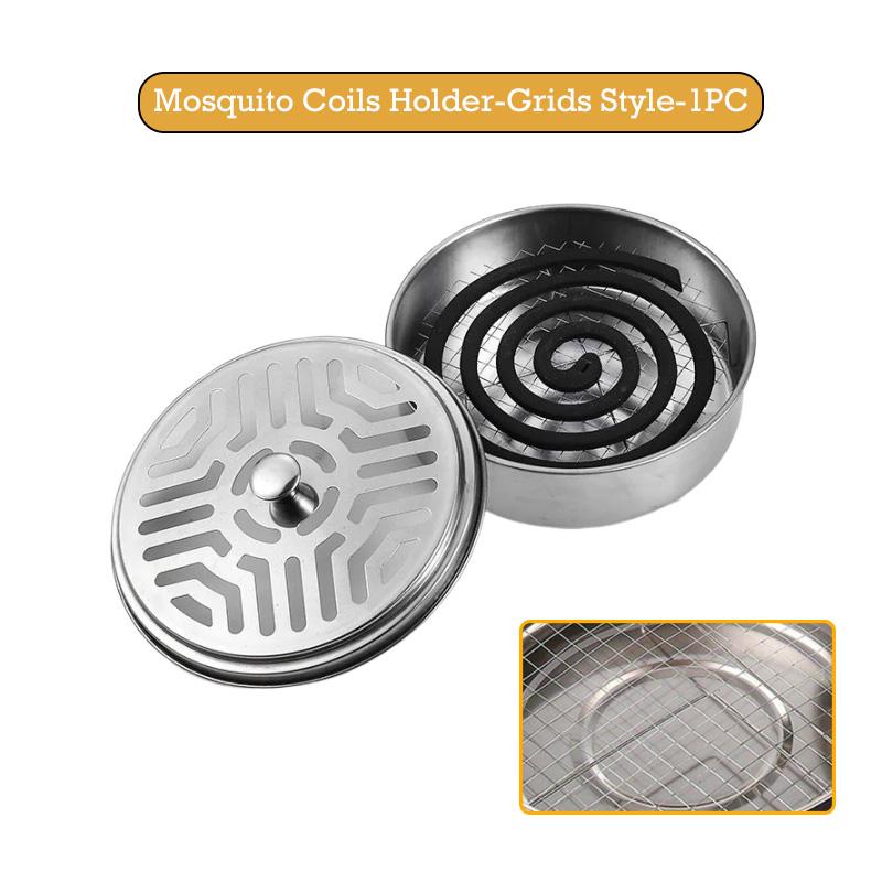 

Коробка для москитных благовоний из нержавеющей стали с крышкой, полый дизайн, держатель для москитных спиралей, огнеупорный поднос для москитных благовоний для использования в помещении и на улице