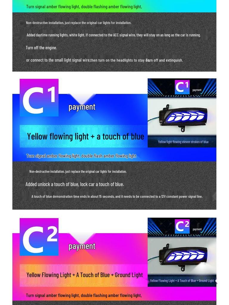 Subaru WRX STI 15-18 Rearview Mirror Dragon Scale Sequential Turn Signal Light with Blue DRL