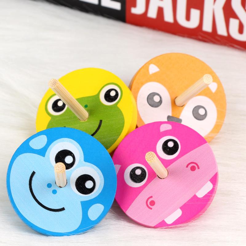 10Pcs/Bag Gyroscope Toys Educational Game Wooden Gyro Toys Manual Wooden Rotate Gyro Stress Relief Spinning Top Toy Desktop Toys