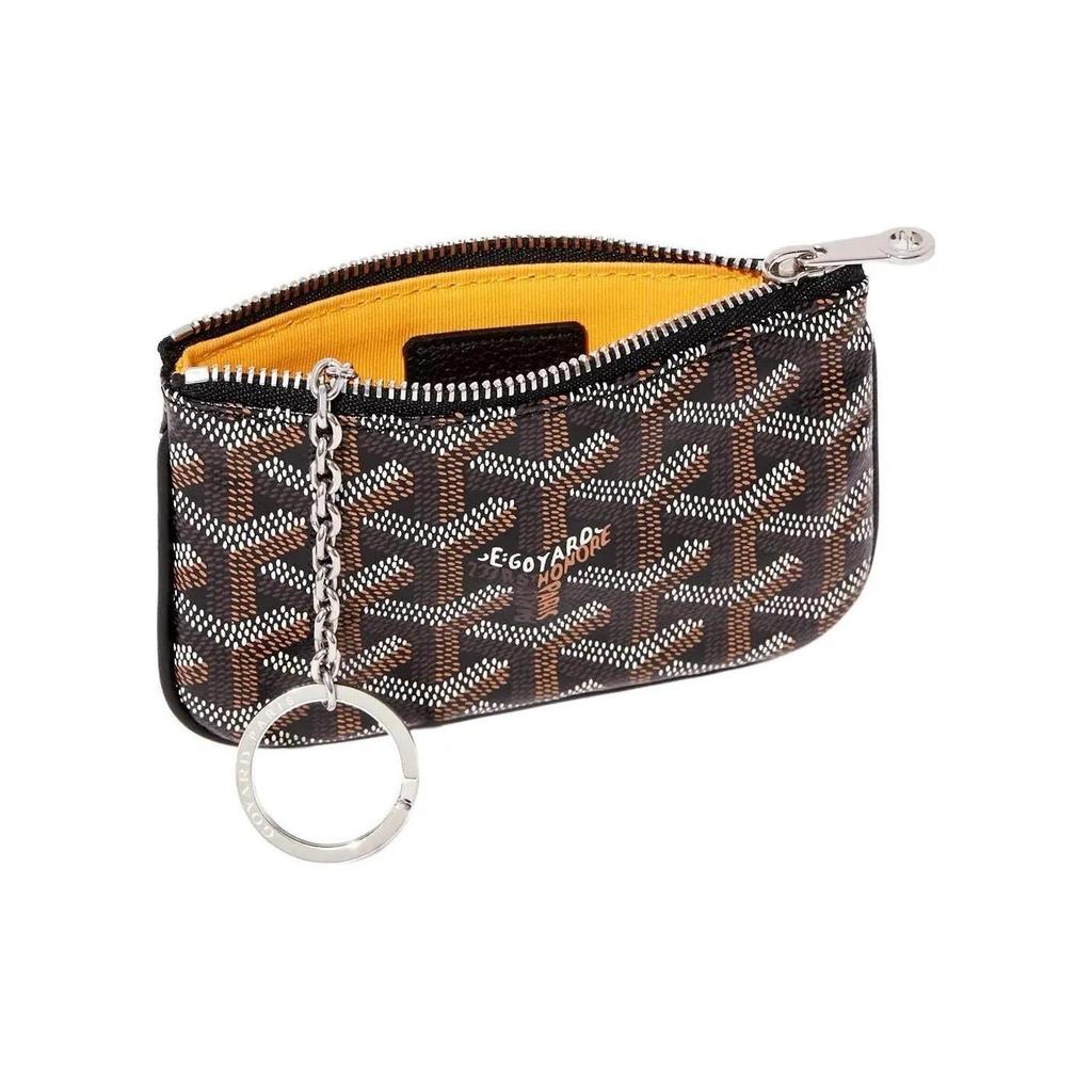 GOYARD Sénat Nano Monogram Canvas Zipper Pouch Crafted from Monogram Canvas and Calfskin Unisex Key Pouch Black