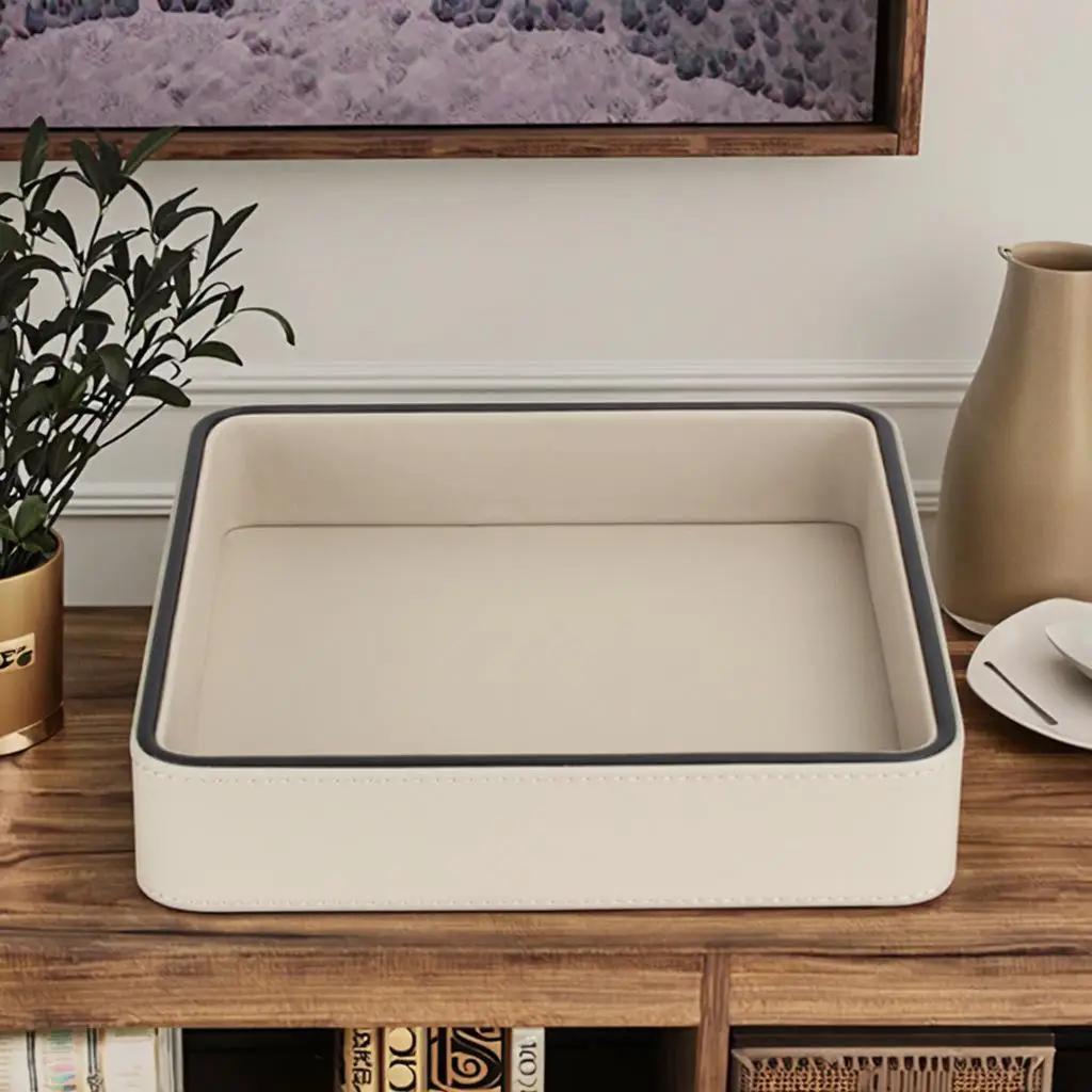 PU Leather Storage Box Living Room Decoration Home Entrance Jewelry Organizer Box Desktop Cosmetic Miscellaneous Tray Home Decor