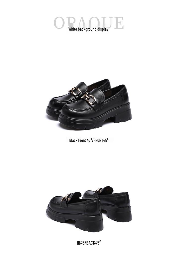 Red Dragonfly Women's Genuine Leather Petite Platform Loafers - Spring British Style