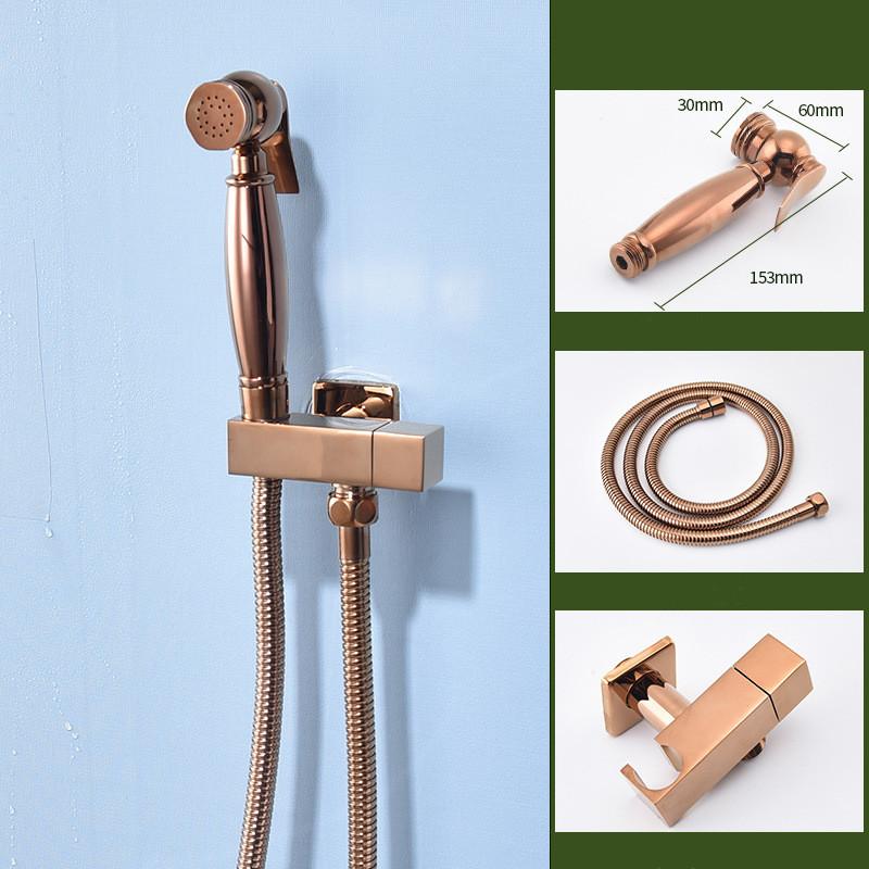 Hochwertiges Modernes Hotelgebrauch Messing Wandmontiert Vertikaler Sprühkopf Badezimmer Bidet Sprühkopf Set Roségold Handheld Toiletten Sprühkopf