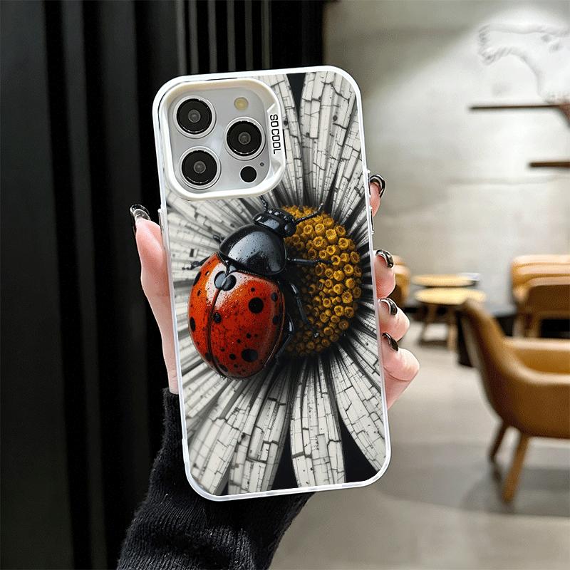 Seven-Spotted Red Ladybug Shockproof Phone Case for iPhone 17 Air 16 16E 15 Pro Max 14 Plus 13 Mini 12 Back Cover Anti Fall Fund