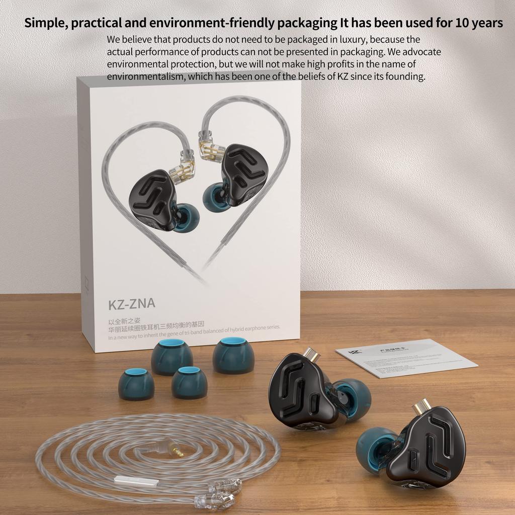 Yinyoo KZ ZNA Hybrid HIFI Earphone Equipped with 12mm Compound Dynamic 30095 Balanced Armature Upgraded High Purity Cable Design Noise Canceling