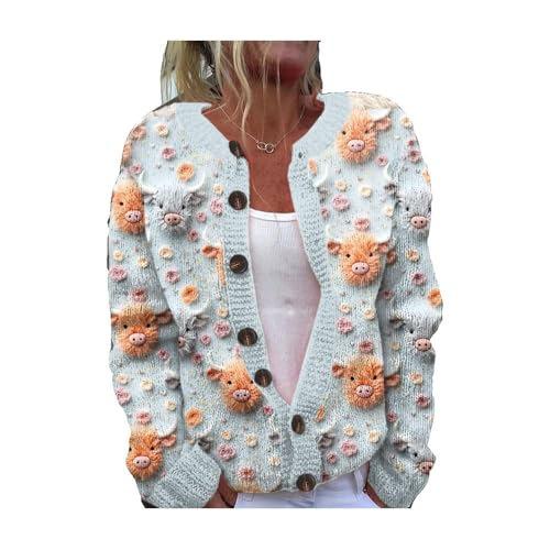 2026 foreign trade new 3D digital printing cardigan knitted jacket women's clothing early spring and autumn factory wholesale