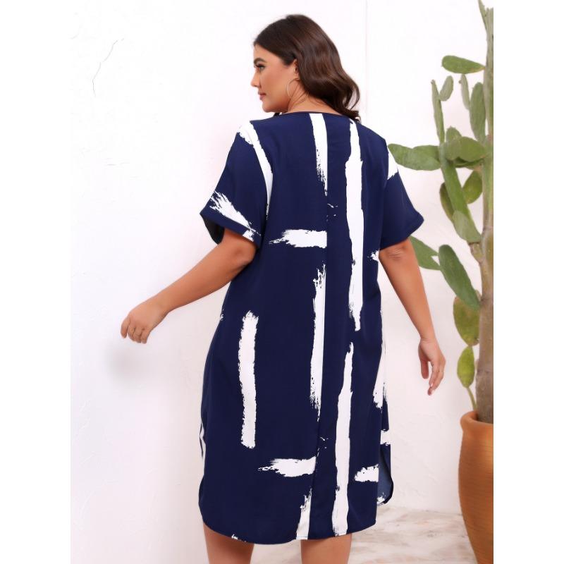 V-neck Printed Loose Dress