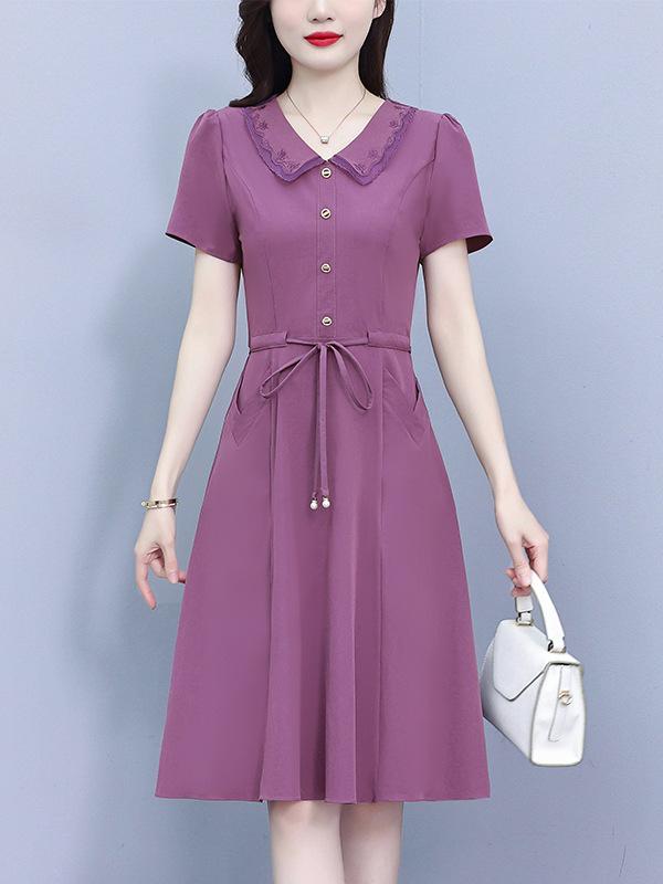 Chic Short-Sleeved Slim Fit Summer Dress for Women - Mid-Length, Belly-Covering, Goddess Style