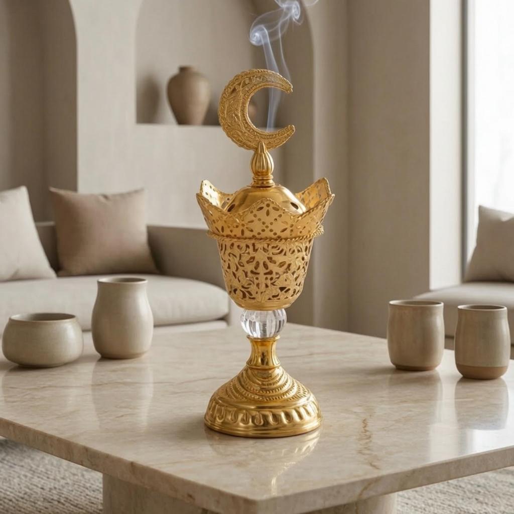 Freestanding Iron Scenting Agent Smoke Burner Decorative Ornate Perforated Oud Luxurious