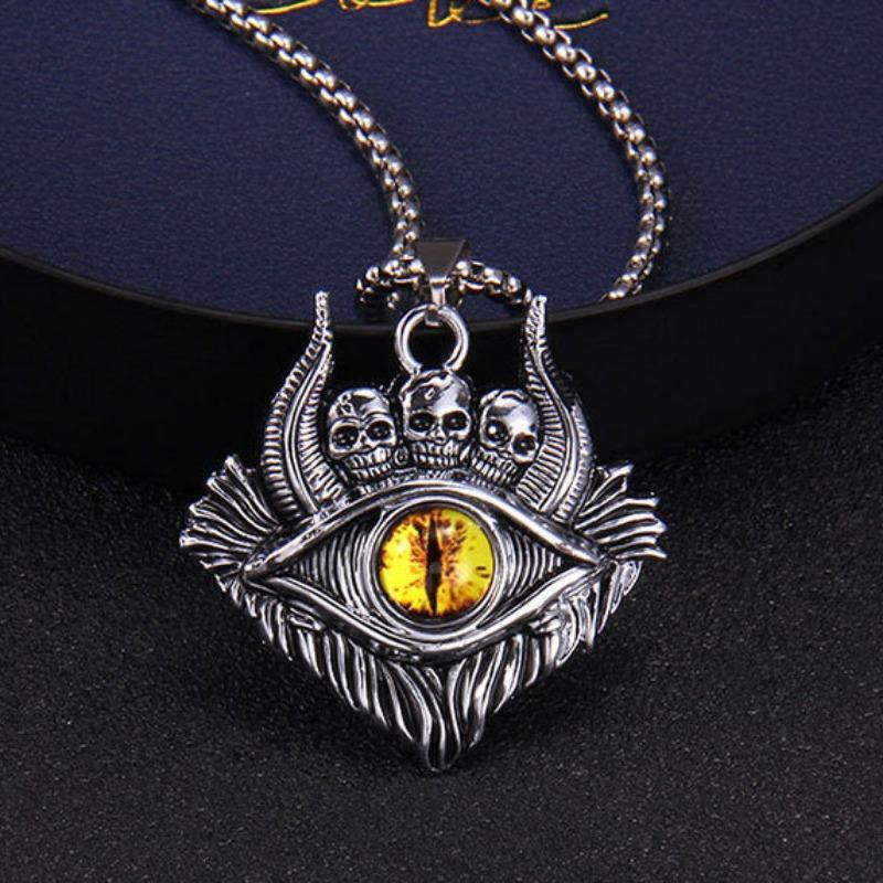 Vintage Devil's Eye Necklace Men's Trendy Personality Dark Style Punk Jewelry Blue Eye Pendant