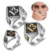 Classic Motorcycle Series Lucky Number 13 Skull Men's Stainless Steel Vintage Ring