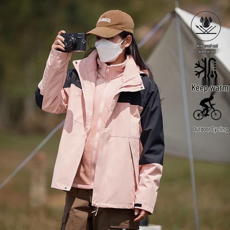 

Three-in-One Custom Logo Outdoor Mountaineering Jacket - Windproof with Removable Fleece Liner XL