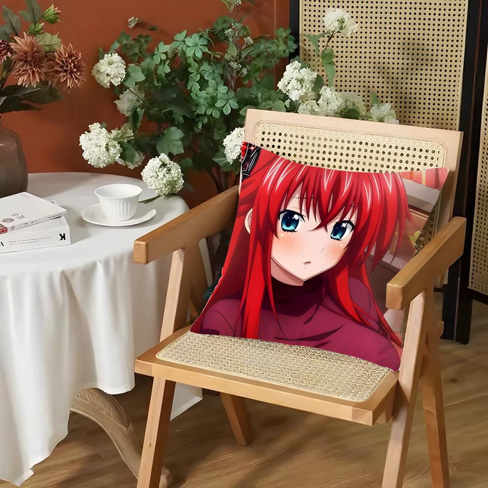 Anime SSchool DxD Cushion Cover Silky Short Plush Invisible Zipper Dustproof Sofa Pillow Case for Home Decor