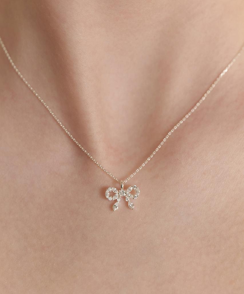 Tatiana (Silver 925) Cubic Ring Ribbon Necklace Nz2176
