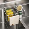 Wall-Mounted Stainless Steel Sponge Rack Multi-Functional Draining Storage Shelf Kitchen Organizer No-Installation Required