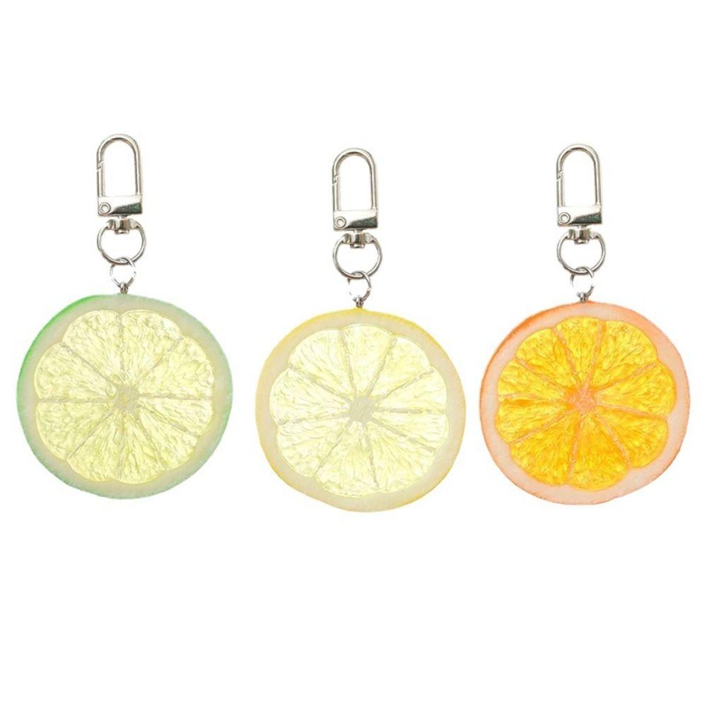 Food Hot-dog Pendant Orange Slice Simulation Food Key Ring Cute Lemon Slice Key Chain  Girls
