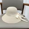 French Idyllic Bow Straw Hat Women's Big Eaves Sun Hat Outdoor Vacation Seaside Beach Hat