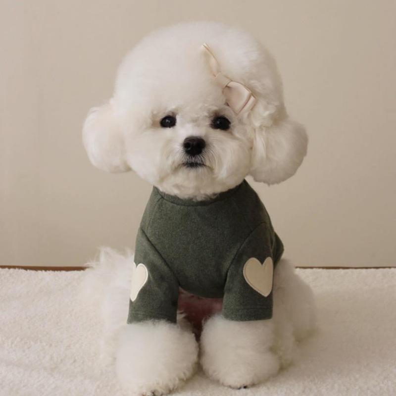 New dog clothing - winter and autumn base layer shirts, small dog and cat heart embroidered t-shirts XS