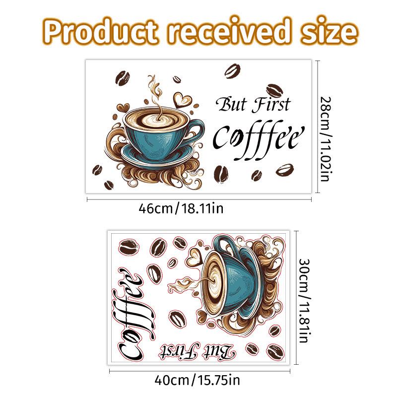 Removable English Coffee Cup Wall Sticker for Kitchen, Bedroom, or Living Room