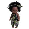 33cm Full Silicone Body Reborn Baby Doll Toys Dark Black Brown Skin Optional Rebirth Doll Lifelike Curly Hair Newborn Doll for Kids Birthday Xmas Gift