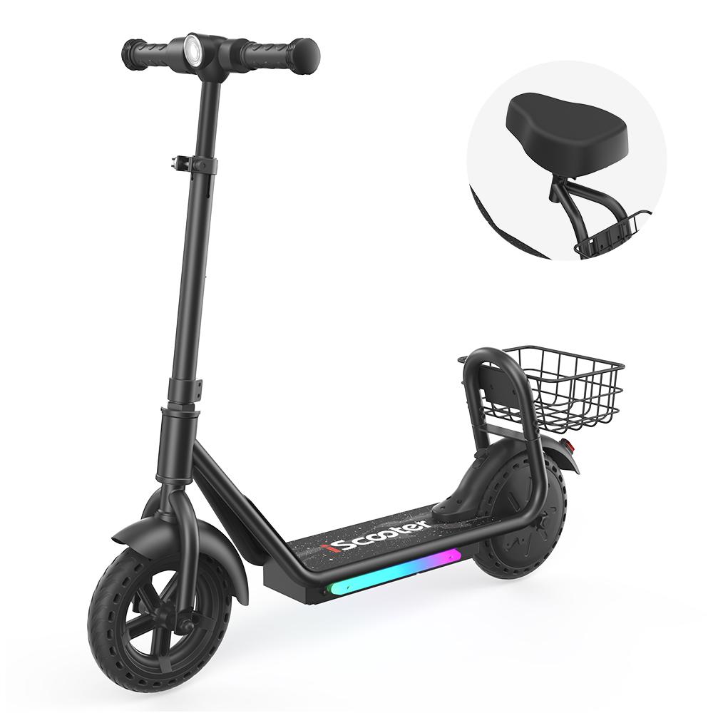 IScooter iK7 Monopattino Elettrico per Bambini con Cestino&Sedile Rimovibile Motore 250W 3 Modalità di Velocità Monopattino per Bambini da 8.5 Pollici