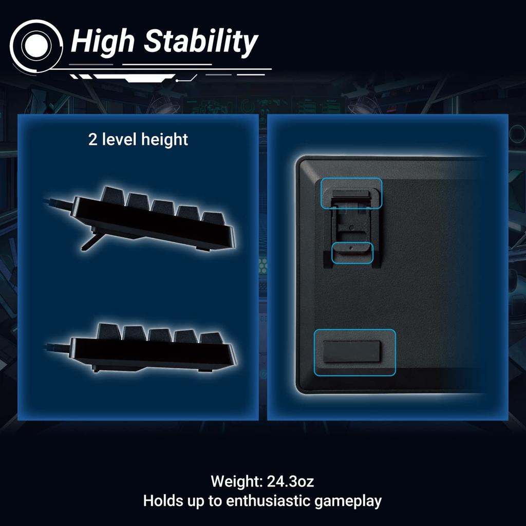 ELECOM VK300S Gaming Keyboard Silver Speed USB V-custom (US Layout), Wired, RGB, Tenkeyless, 65% Mechanical, Switches, Linear, Port, Black,