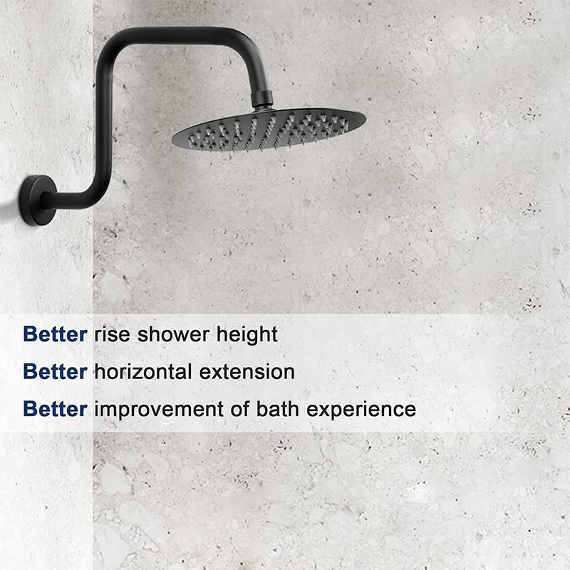 Shower Head Extension Arm 13inch Rise Gooseneck Risers Installs Shower Arm