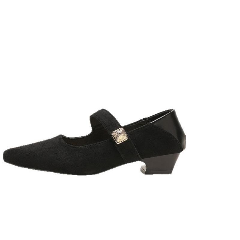 Pointed-toe Single Shoes - Women's New Style, Versatile for Outerwear, Hook-and-loop Fastening Shoes
