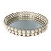 European Pearl-edged Glass Tray Ornaments Cosmetic Mirror Storage Tray Wedding Props Mirror Cake Rack Round Glass Plate