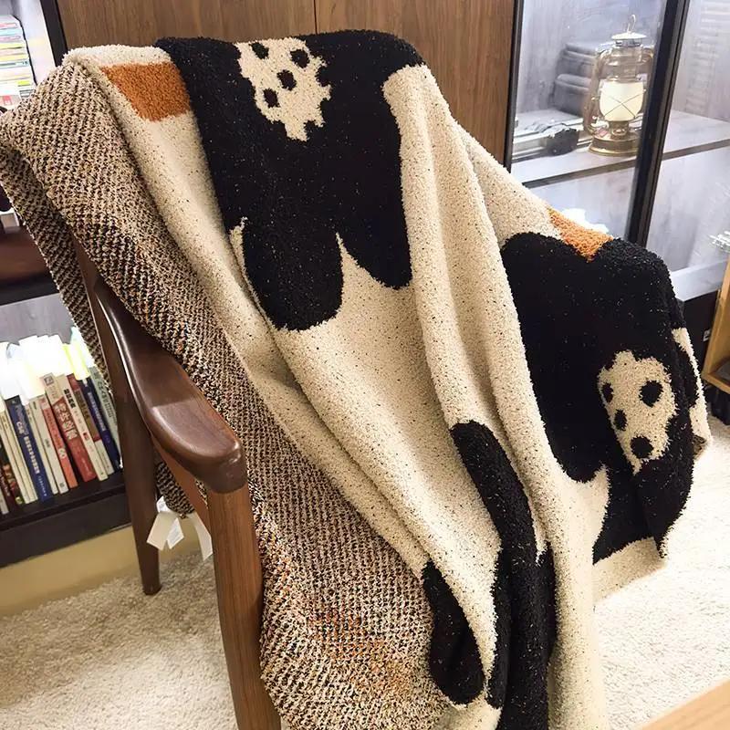 2024 New Designer Sunflower Class A Autumn and Winter Half-edge Fleece Knitted Blanket Sofa Office Nap Blanket