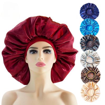 Satin Sleep Cap Wide Elastic Band Hat Imitation Silk Hair Care Hat Satin Nightcap Multi Color Women Stylish Hair Protection Sleeping Cap