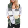 Lockere Plüschweste für Damen, mehrfarbig, Patchwork, ärmellos, mit Reißverschluss
